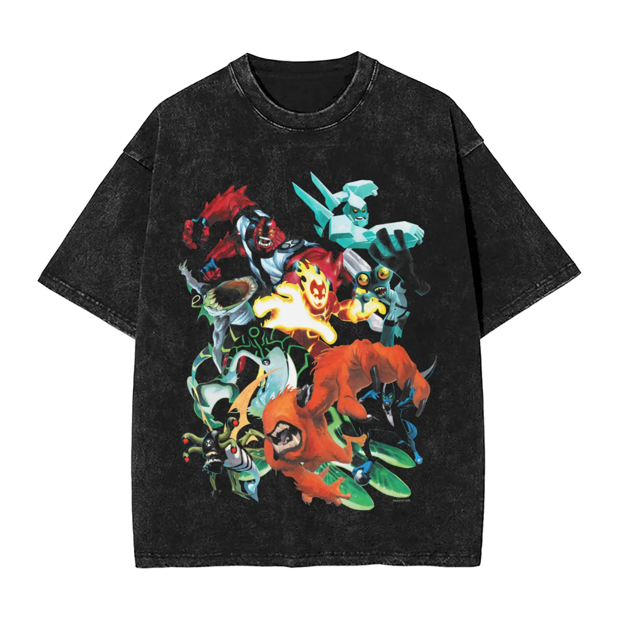 Ben 10 Colorful Alien Poses Collage Cartoon T-Shirts Men 100% Cotton Tees Round Neck Short Sleeve T Shirts Plus Size Clothes