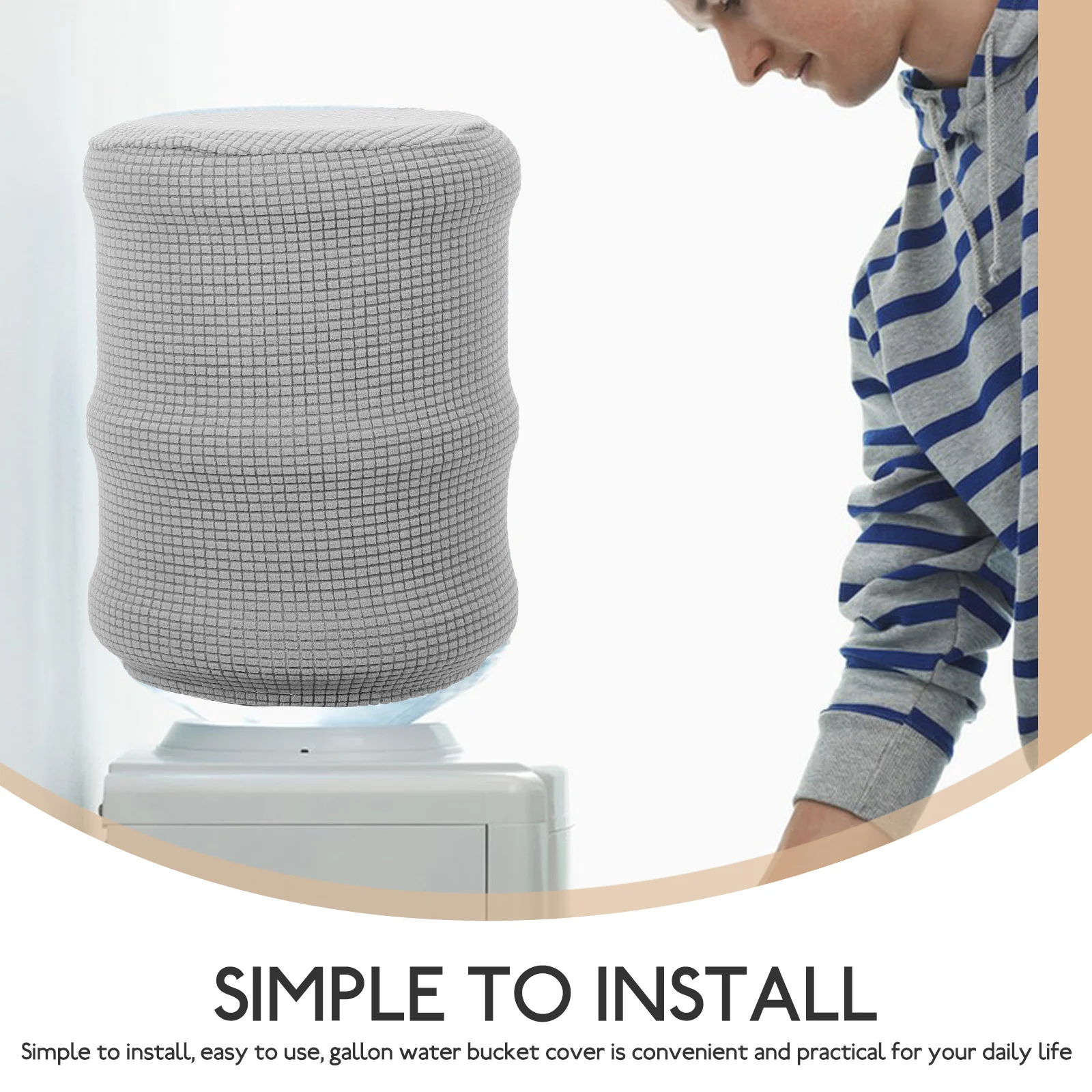 غطاء أسطواني موزع المياه رمادي تصميم بسيط كم واقي جالون غطاء دلو الماء مقاوم للغبار عملي #4