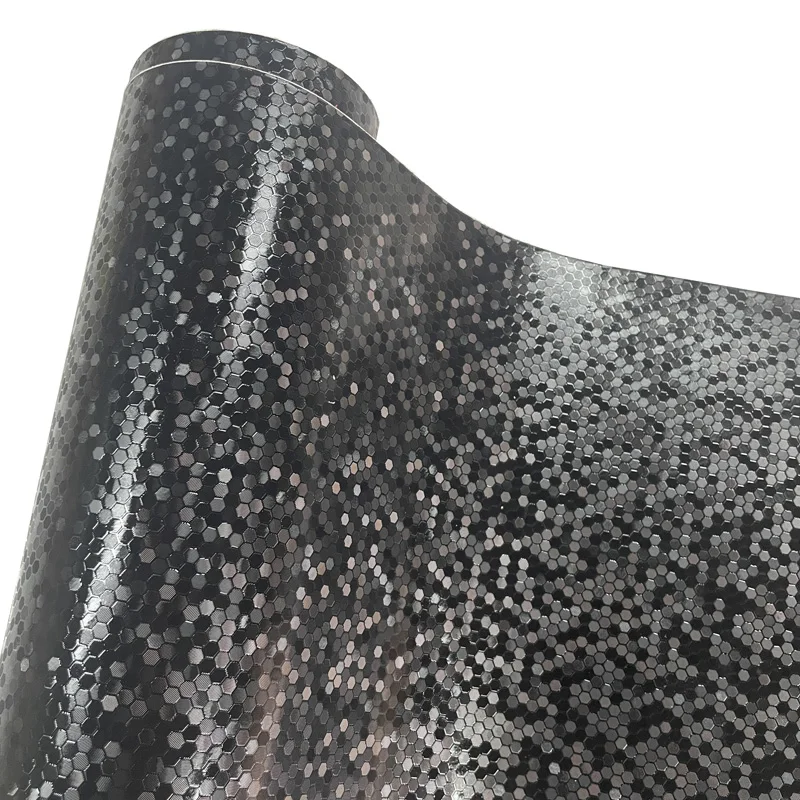 Premium 3D Black Honeycomb Textured Vinyl Wrap Roll Self Adhesive Vehicle Car Decal Wrapping