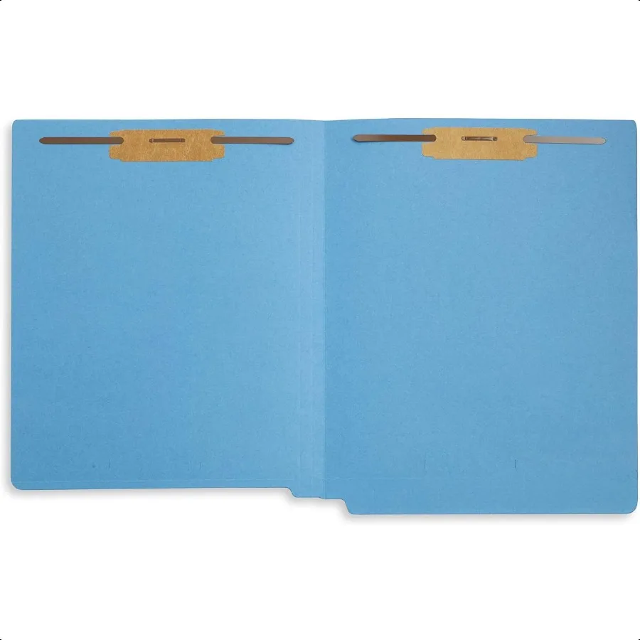 50 مجلد ملفات قفل نهاية زرقاء معززة بقطع مستقيمة ومتينة وشقين مصممة لتنظيم الملفات الطبية القياسية