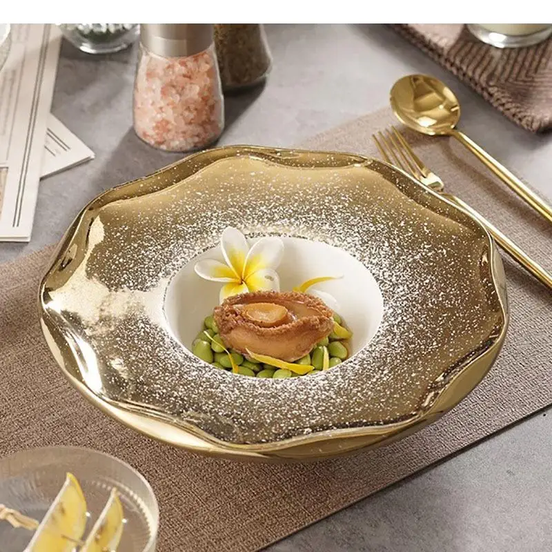 Irregular Ceramic Dinner Plate Thick Soup Dessert Pasta Plates Salad Restaurant Specialty Tableware