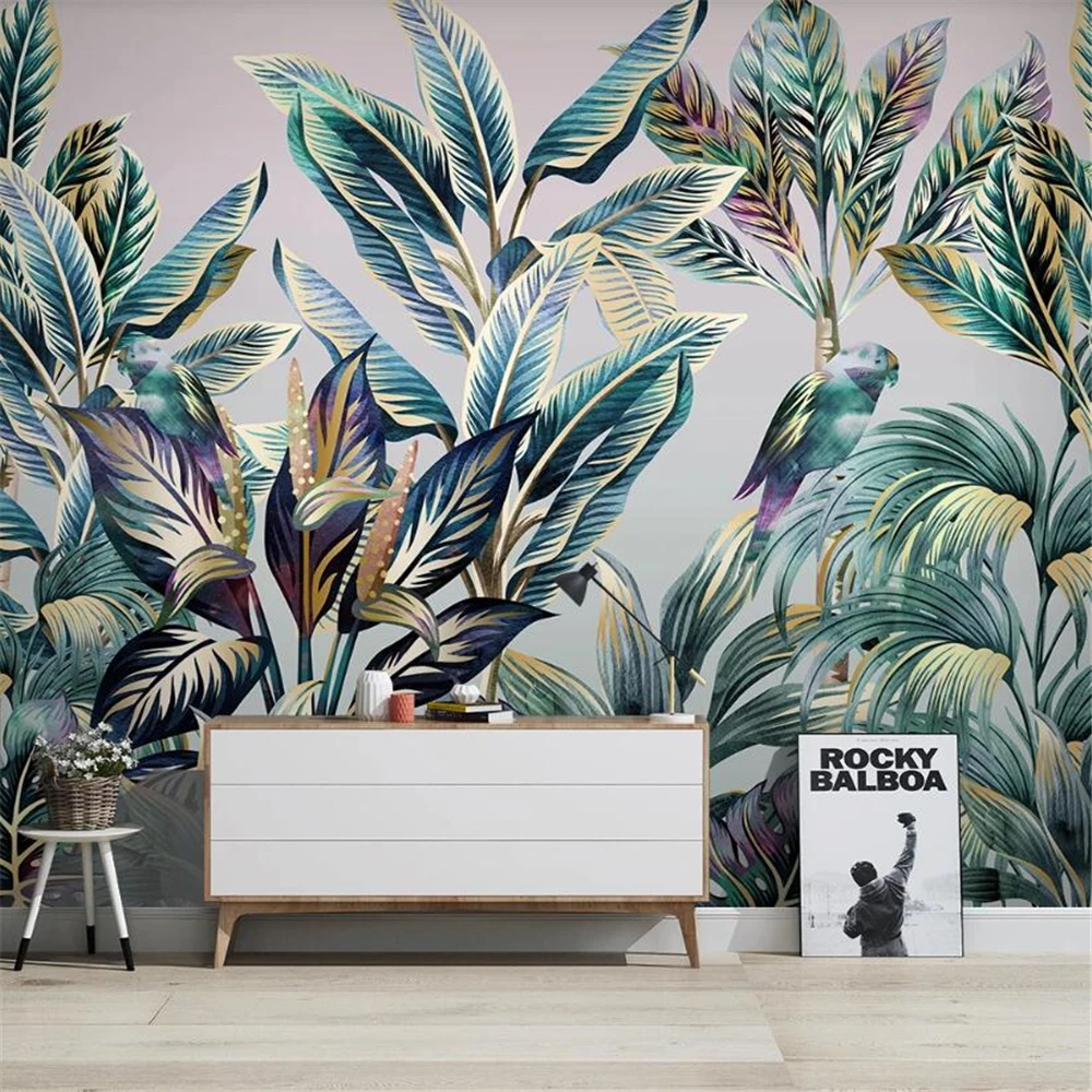 Custom papel de parede Tropical plant leaves Photo Mural Wallpaper for Living Room Sofa Bedroom TV Background 3D wall stickers