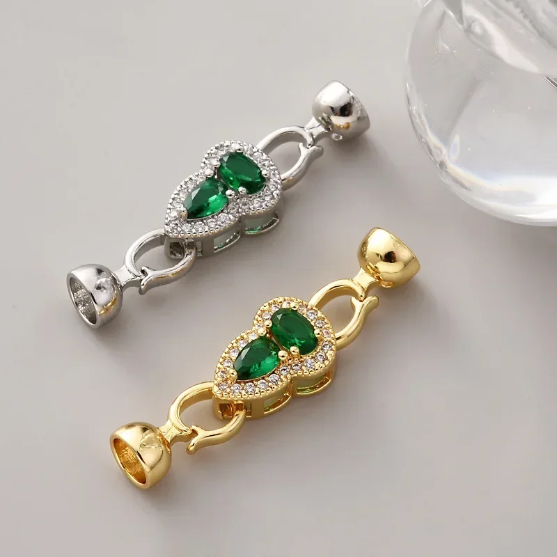 1Pcs DIY Jewellery Making Connector 18KGold Plated Green Zirconia Clasp Handmade Necklace Bracelet Sweater NeedleworkAccessories