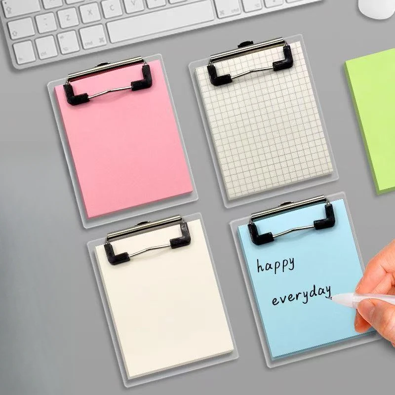 100 Sheets Clipboard Memo Pad Blank Page Writing Pad with Metal Clip Student Office Memo Notepad