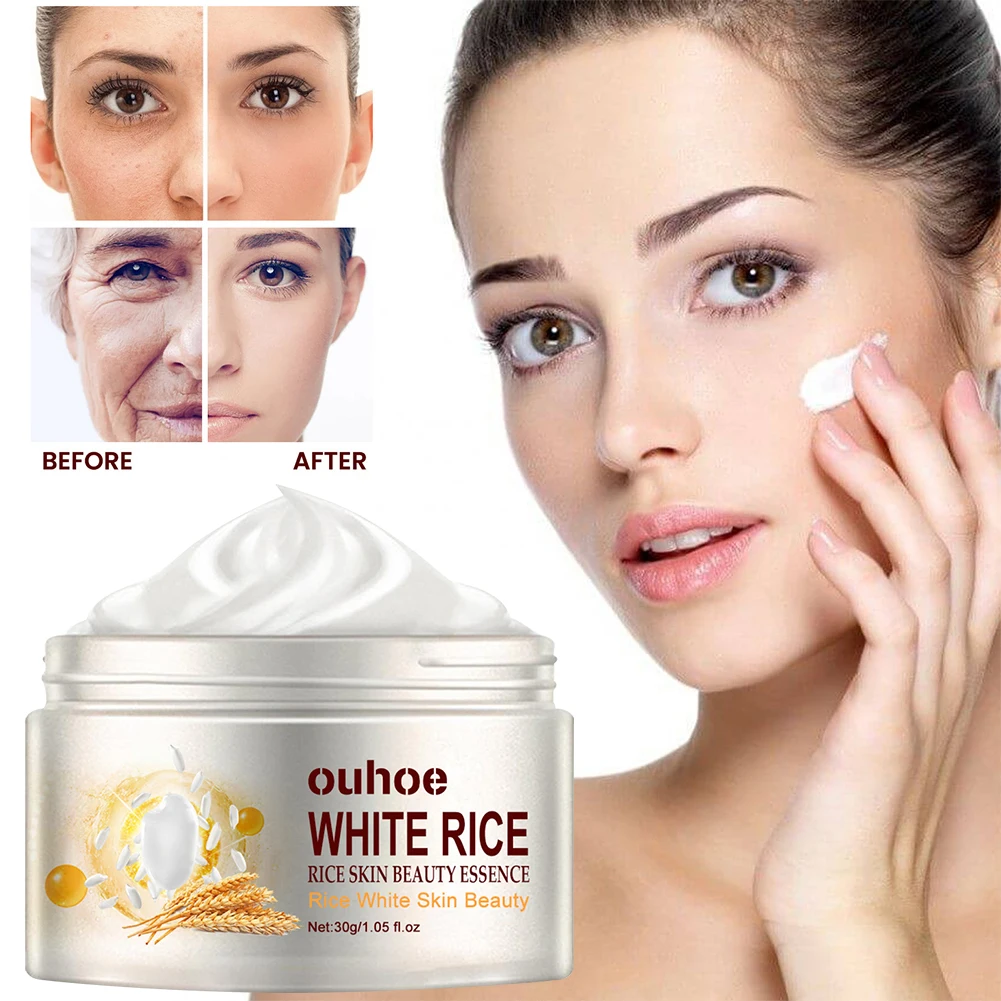 White Rice Facial Skin Moisturizer Cream Anti-wrinkle 30ml Nourishing Face Moisturizer Natural Firming Face Cream for Skin Care image 2