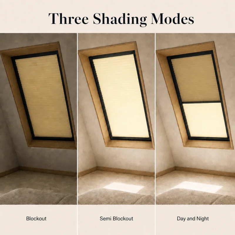 Fast Shipping Roof Skylight Blinds Energy Saving Blackout Fabric Wand Control Manual Honeycomb Shades For Ceiling Windows