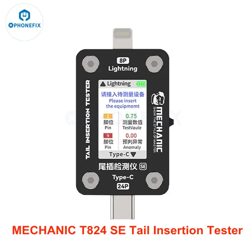 Mechanic T824 SE Intelligent Precision Tail Insertion Tester Cell Phone Laptop Current Power Check Type-C Lightning Non-Removal