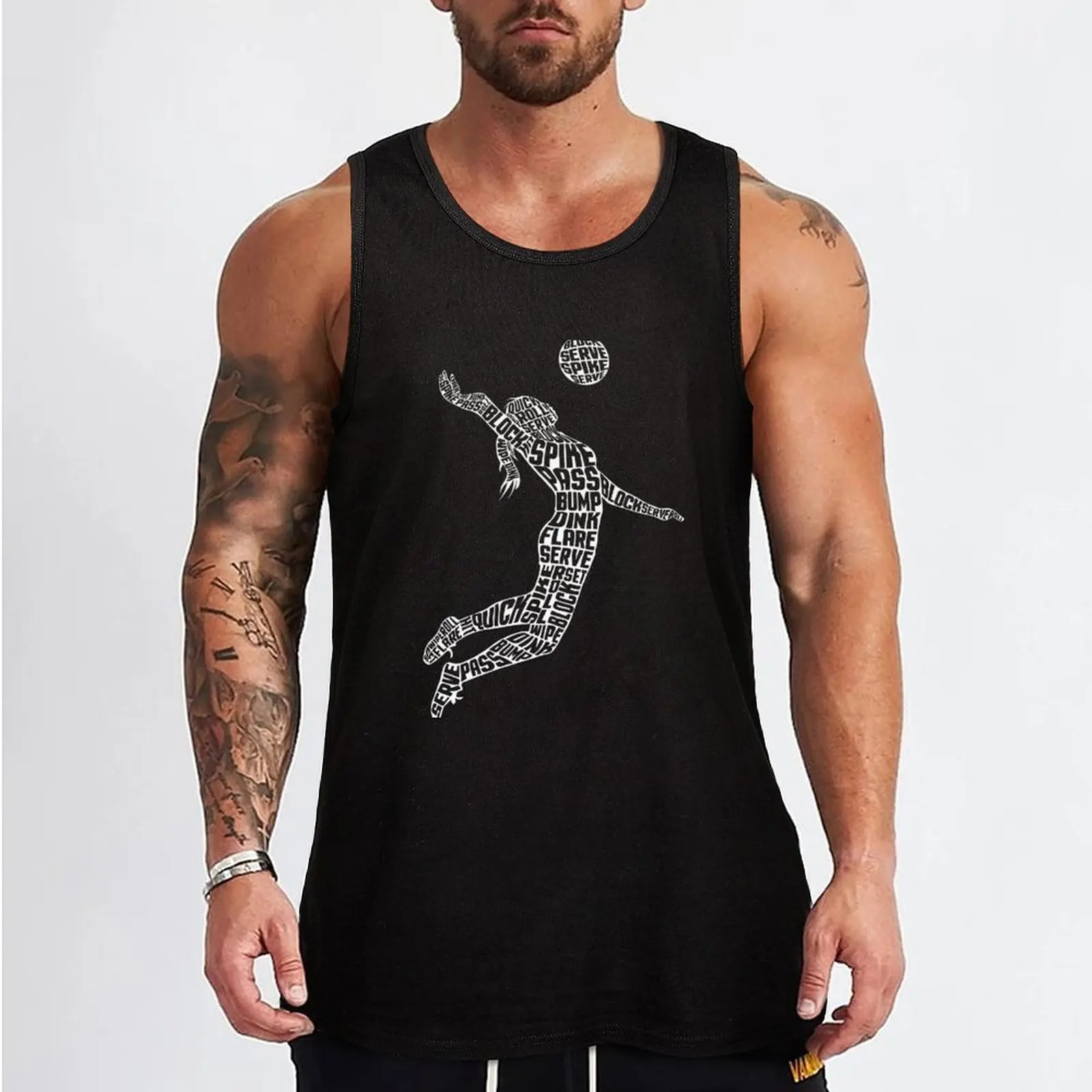 Volleyball Silhouette Typographic Woman Player Tank Top Gym man fashion 2024 man