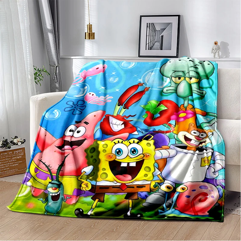 29 Style New Funny S-SpongeBob Cartoon Soft Plush Blanket,Flannel Throw Blanket for Living Room Bedroom Bed Sofa Kid Cover