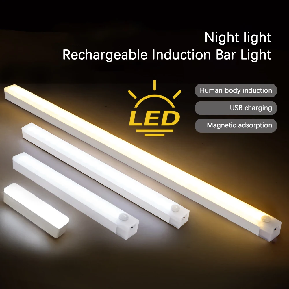 Led Bar strip lights Motion Sensor Night Light power bank Rechargeable Night Lamp Kitchen Cabinet Lamp home appliance room decor