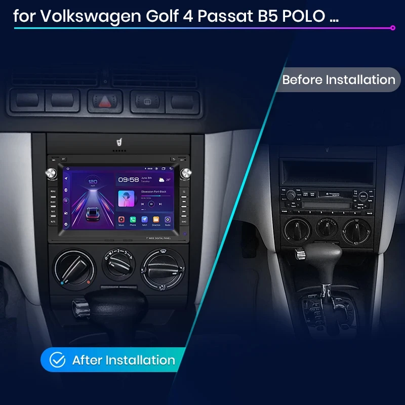 Lelv Android 12 Auto Radio for VW Golf 4 Passat POLO Transport T5 Multivan Seat Jetta Carplay Car Multimedia GPS 2din autoradio