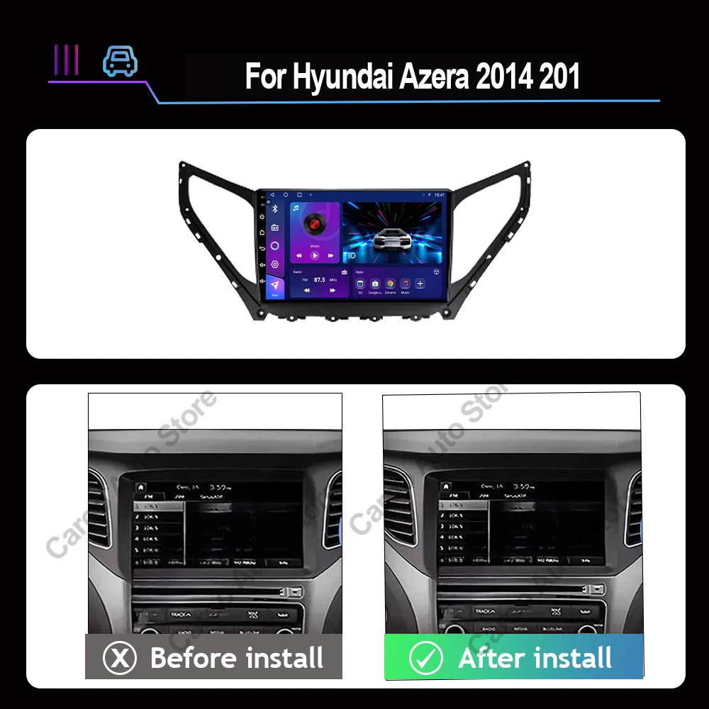 For Hyundai Azera 2014 2015 Android 15 Auto Radio Car Multimedia Player Navigation Screen DSP 4G GPS WIFI Wireless Carplay QELD