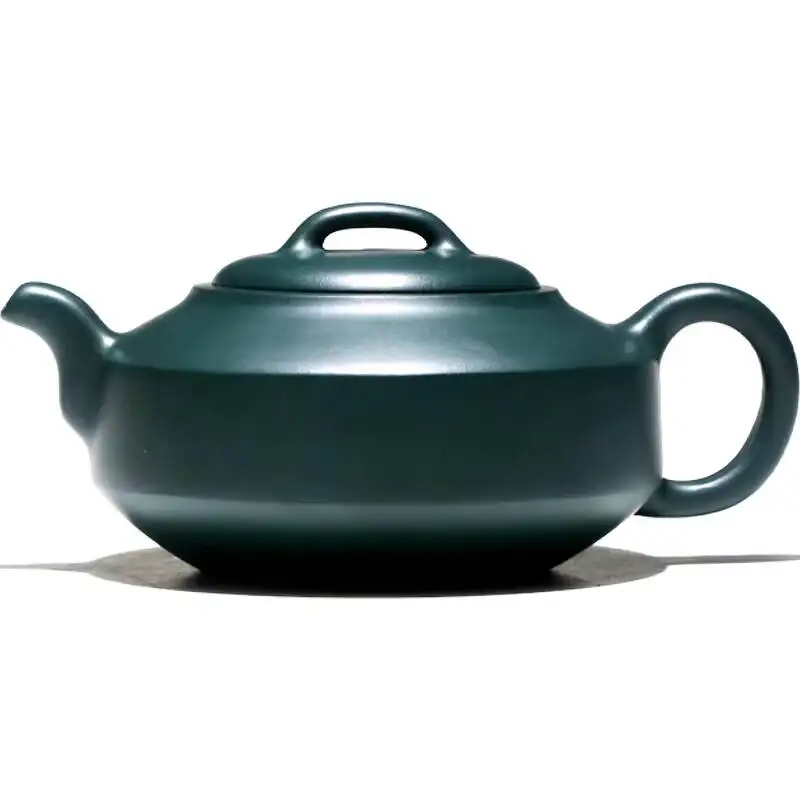 Changtaoyixing Famous Artist Tao Jianquan's Fully Handmade Purple Dark Green Clay Hanjun Teapot, 330Cc