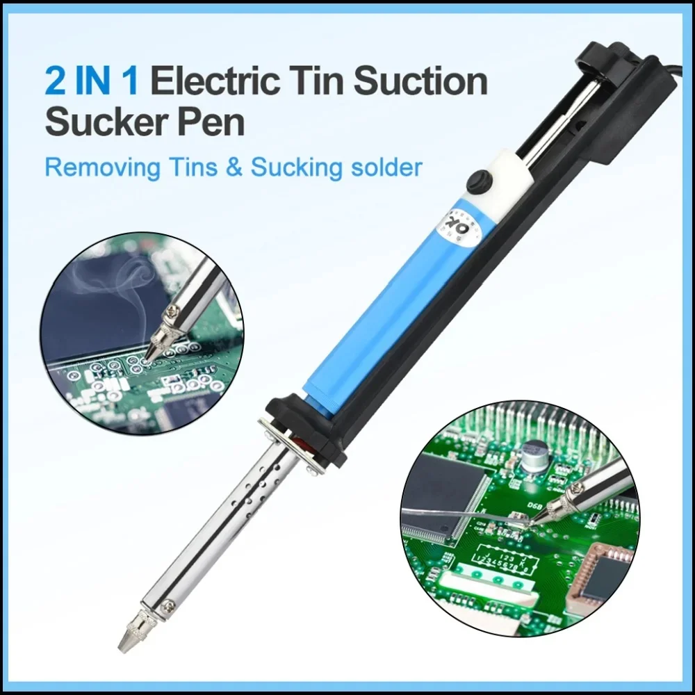 

AC 110V/220V Electric Tin Suction Sucker Pen Soldering Iron 30W PCB Solder Suction Desoldering Machine Vacuum Pump Welding Tools