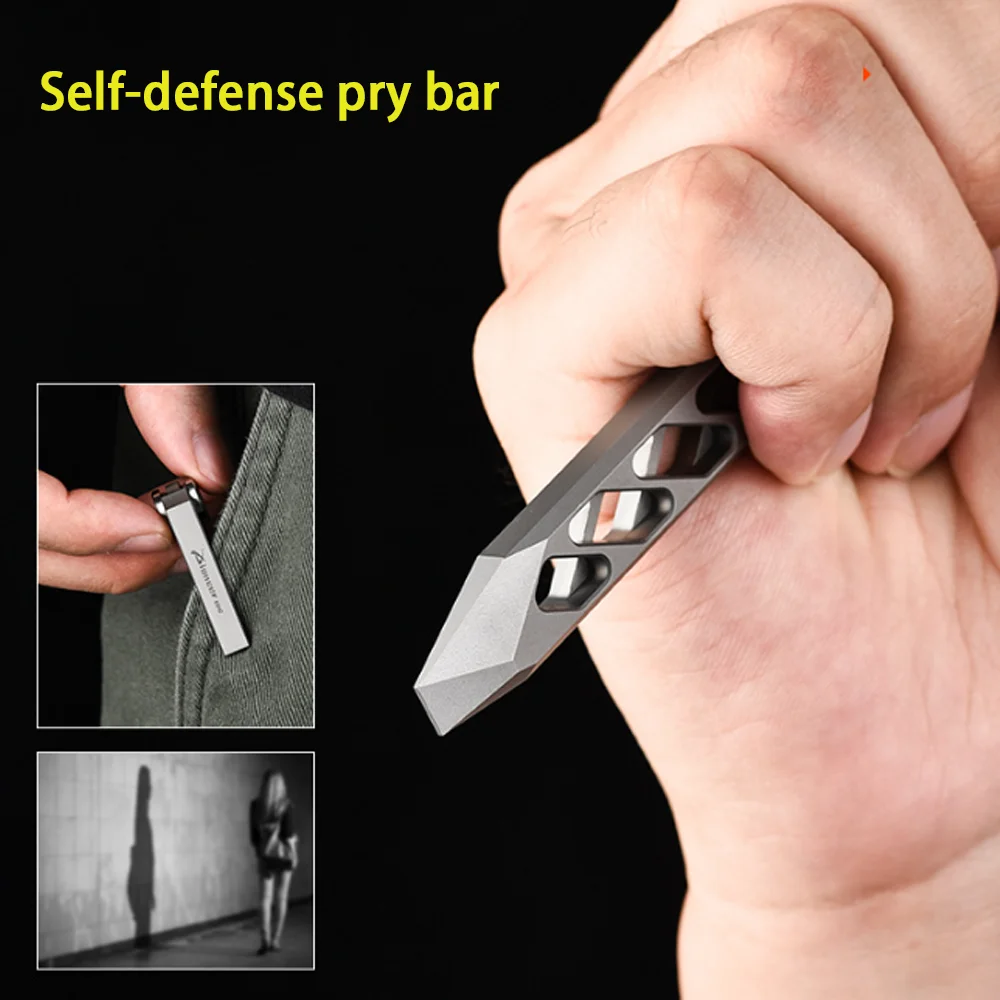 Brecheisen aus Titanlegierung, tragbares multifunktionales Brecheisen, Outdoor Survival Camping Selbstverteidigung EDC Utility Tool zum Wandern