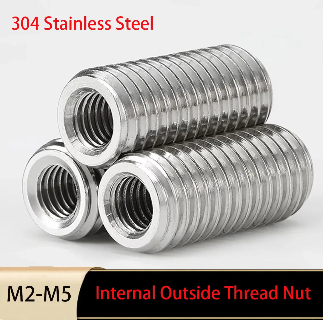 Internal Outside Thread Nut M2 M2.5 M3 M4 M5 304 Stainless Steel Adapter Screw Sheath Thread Insert Sleeve Conversion Nuts