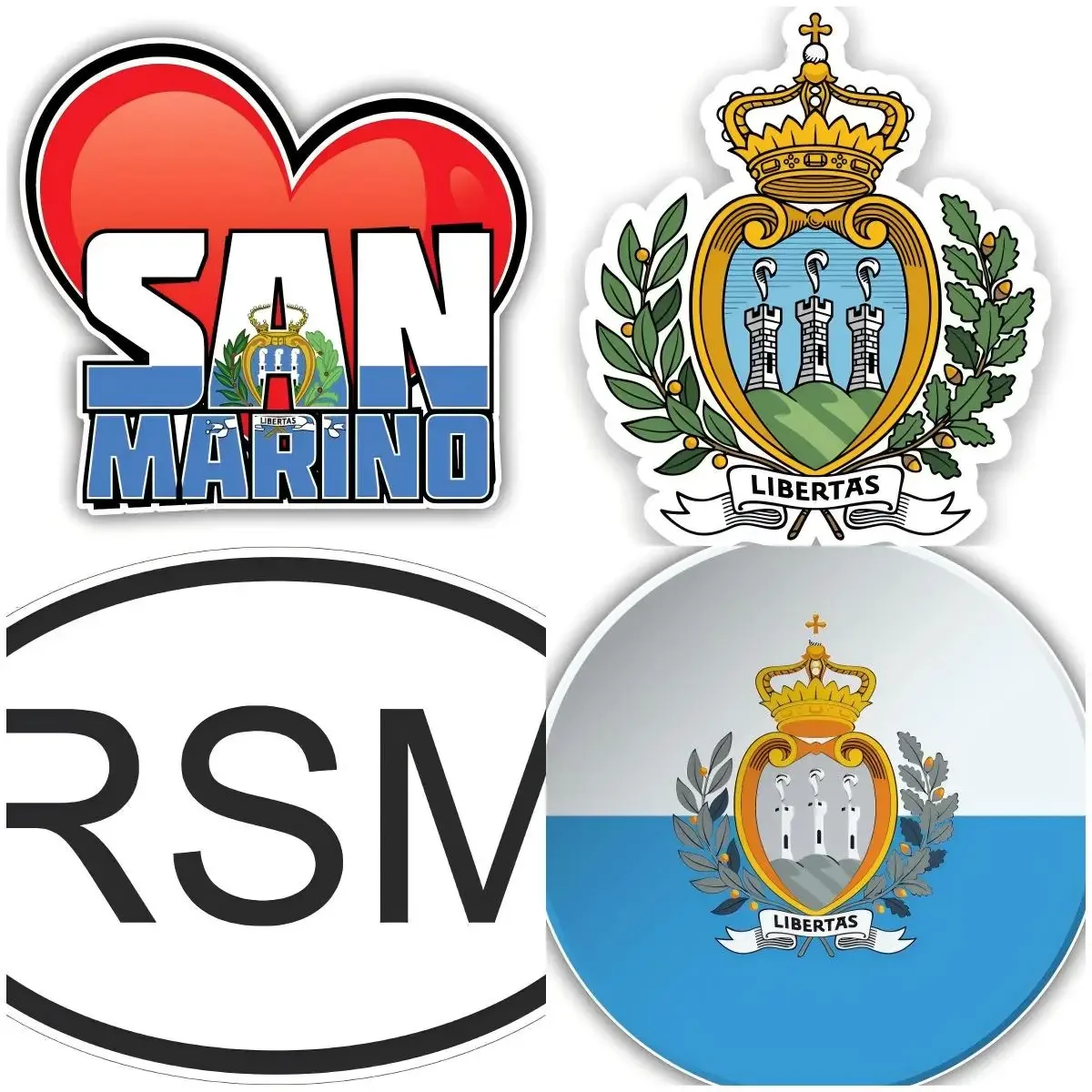 

San Marino Badge Stickers - Waterproof - San Marino Flag