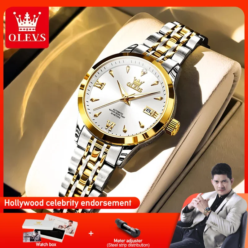 

OLEVS 9956 Women Watch Luxury Brand Ladies Mechanical Wristwatch Waterproof Stainless Steel Watch For Women Gift Single Calendar
