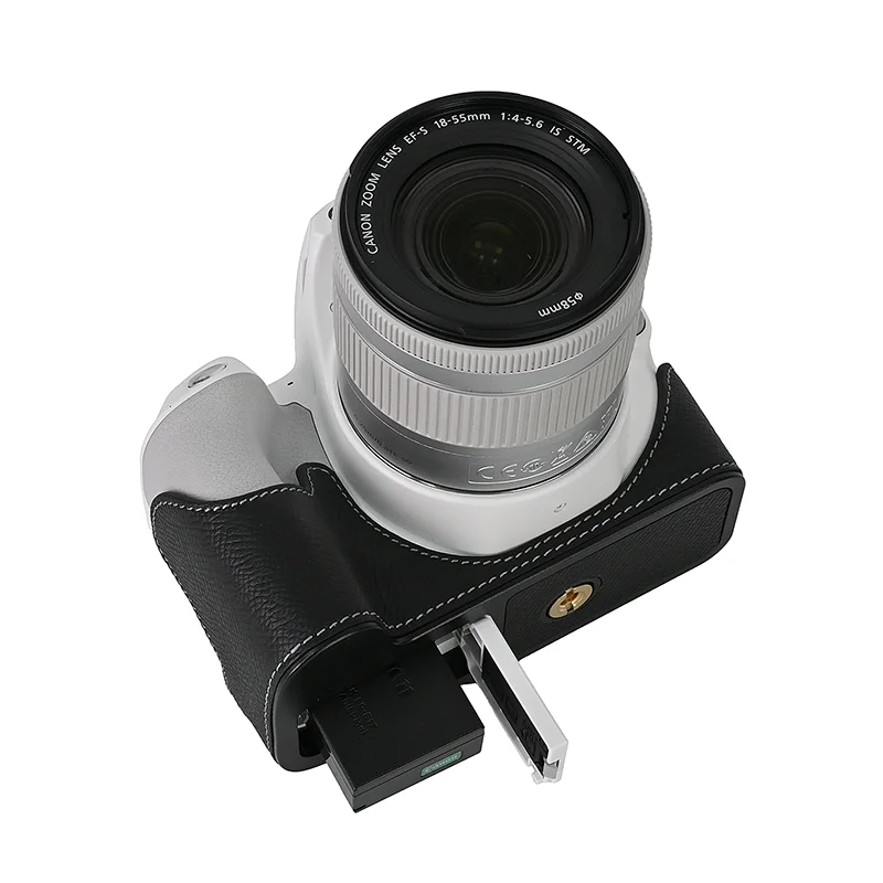Étui en cuir véritable avec plaque en alliage d'aluminium, sac pour appareil photo, demi-corps de base pour IL EOS 200D 200DII, housse astronomique à ouverture de protection