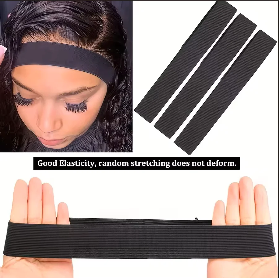 Venta al por mayor, 5 uds., bandas elásticas para peluca, banda de fusión de encaje para pelucas, pegatina mágica ajustable, banda elástica de ancho para bordes de cabello