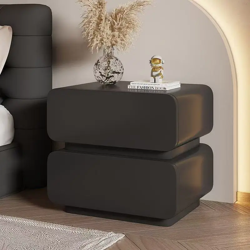 

Modern Bedside Cabinet with Smart LED Lighting,Cream Aesthetic Floating Nightstand,Multi-Layer Storage Box for Home Organization