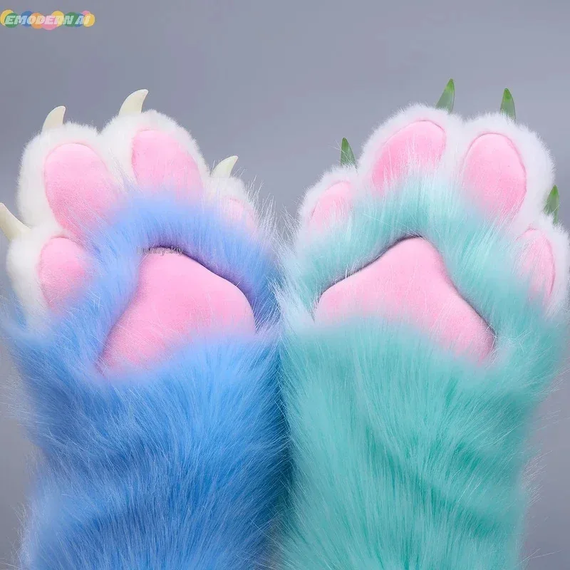24 لون فروي باو قفازات تأثيري ازياء القط الأغنام مخلب أرنب Fursuit الحيوان مخلب لطيف فروي الحيوان مخلب القط مخلب Glovesvxdb