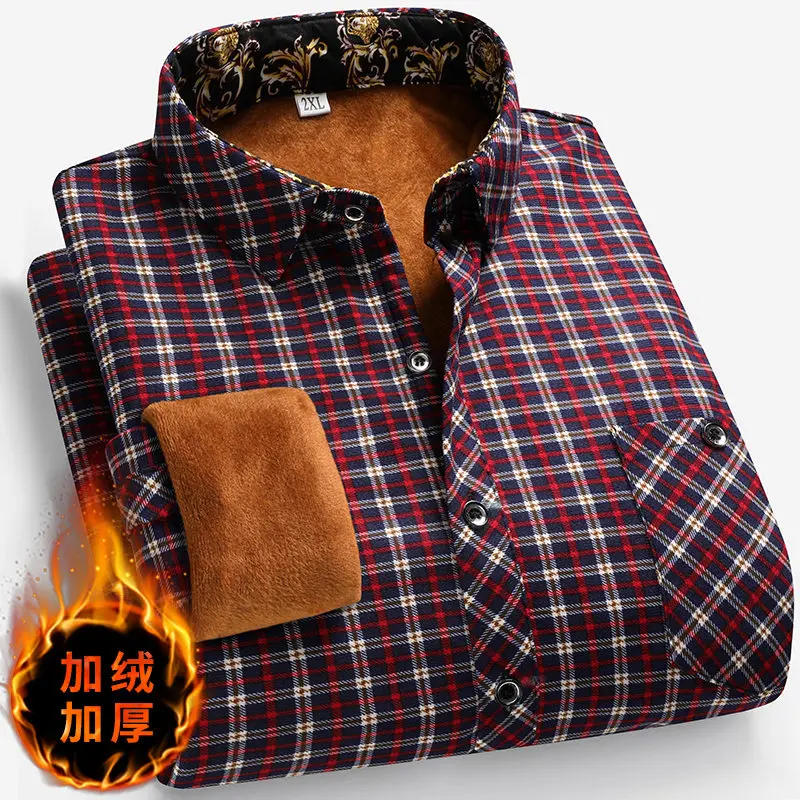

Winter Men's Fleece-lined Long Sleeve Shirt Business Casual Fashion Comfortable Non Ironing Versatile Top