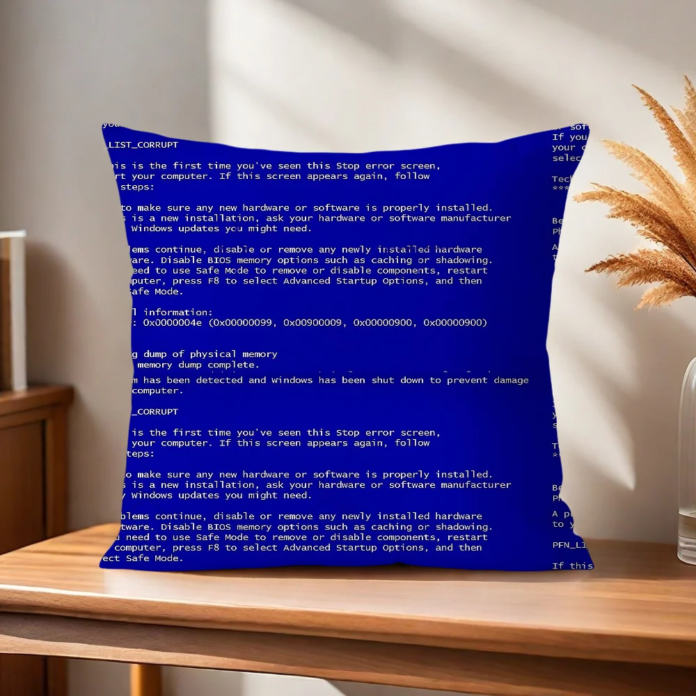 Windows XP Blue Screen Of Death BSOD Kissenbezug Kissenhülle für Zuhause, Sofa, Wohnzimmer, Büro, Café, Auto – Detail 3
