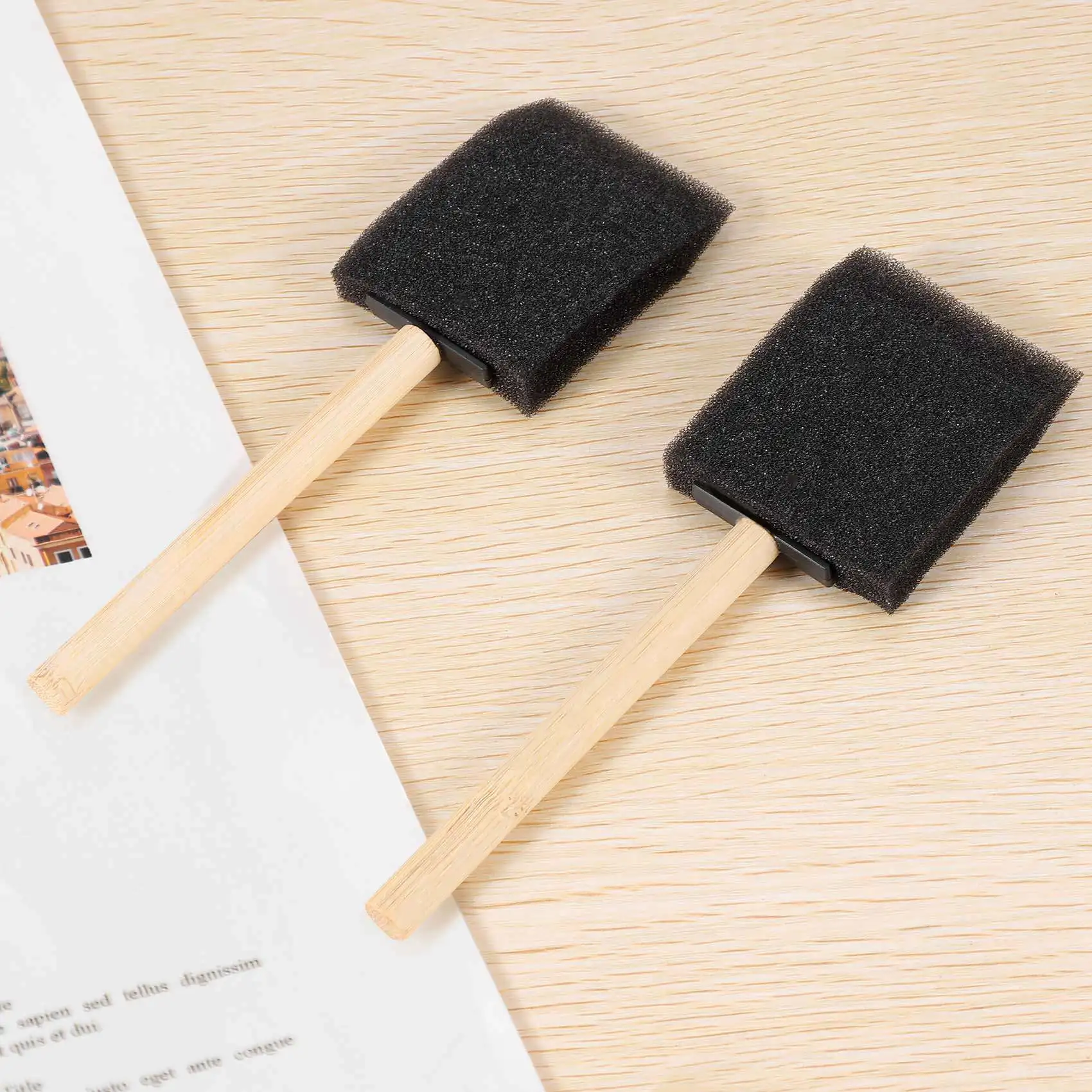 مجموعة فرش طلاء بمقبض خشبي إسفنجي إسفنجي مقاس 2 بوصة (عبوة قيمة مكونة من 160 قطعة) - خفيفة الوزن ومتينة ورائعة للأكريليك-B91B