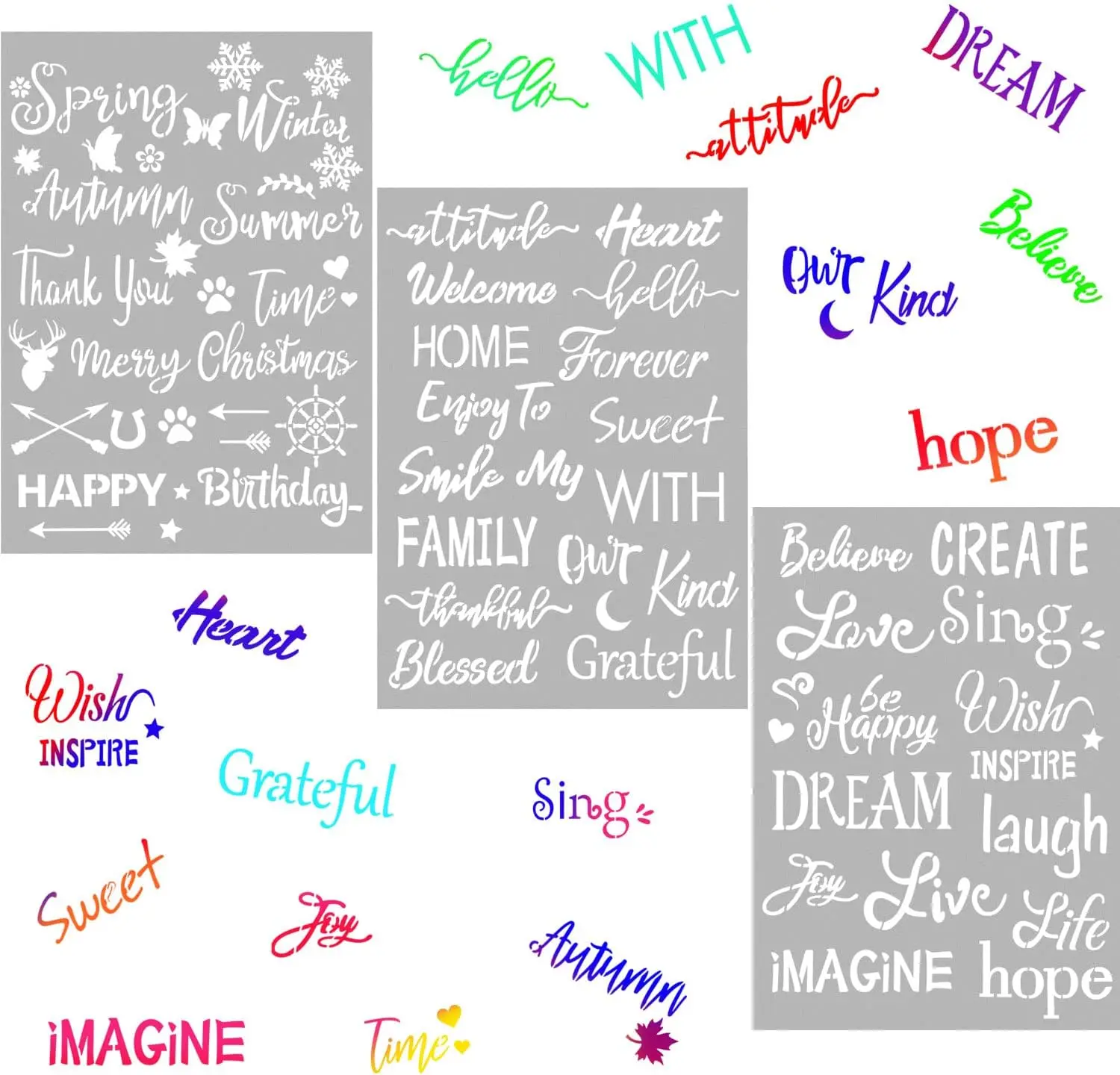 

Pieces Plastic Painting Stencils 8 x 11 Inch Reusable Inspirational Word Stencils Template for Painting on Wood, Fabric, Paper,