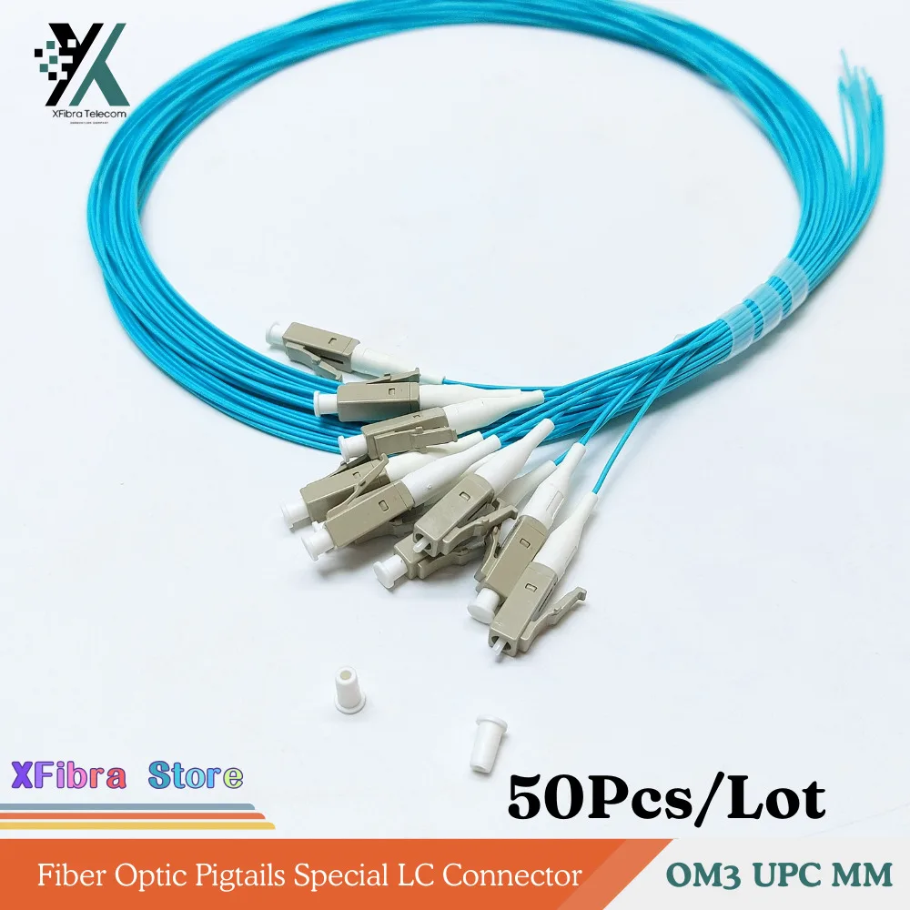 50Pcs LSZH Jacket Fiber Optic Pigtails UPC Multimode OM3 50/125 Pigtail Special LC Connector 1m 1.5m 2m Length