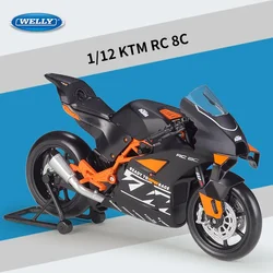 Welly 1:12 Ktm Rc 8c Road Racing Car Heavy Locomotive Simulation Alloy Finished Motorcycle Model Toy Gift Accessories