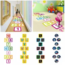 Nursery Decals Kindergarten Ornament Self-adhesive Cartoon Number Grids Floor Stickers Parent-child Gift Hopscotch Game