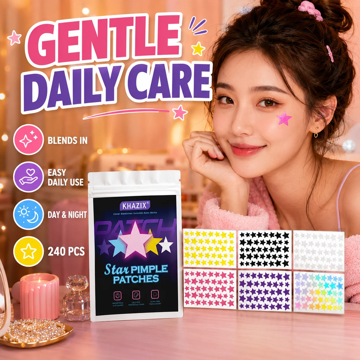 240PCS Plester Jerawat Bentuk - Hydrocolloid Acne Patch ulasan dan harga