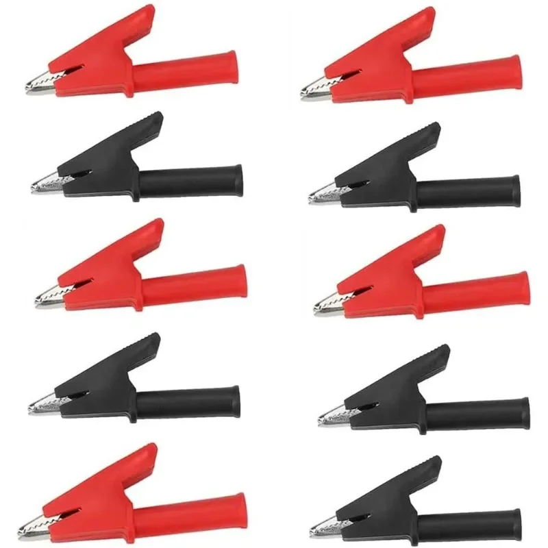 10Pcs 30A Full Insulated Crocodile Clips Red/black with 4mm Socket Banana Jack Copper Test Clamp Wire Clip Alligator Clips