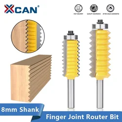 XCAN 8mm Shank Finger Joint Glue Milling Cutter Raised Panel V Joint Router Bits for Wood Tenon Woodwork Cone Tenoning Bit