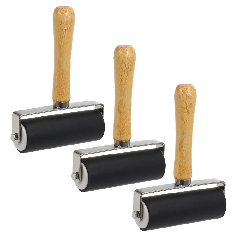 

3pcs Printmaking Roller Ink Stamping Tool Rubber For Painting Glue Art Supplies Smooth Surface Distribution
