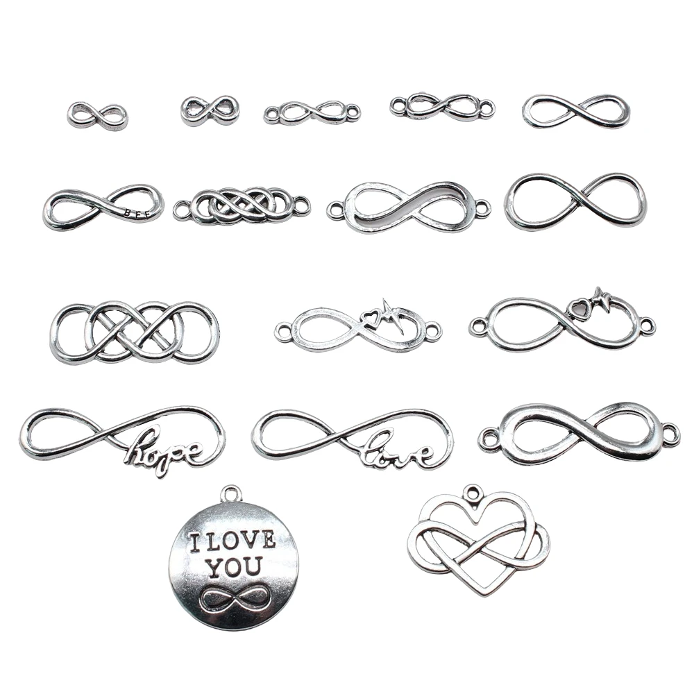 10pcs Charms Infinity Symbol Antique Silver Color Plated For DIY Jewelry Making Infinity Connector Charms
