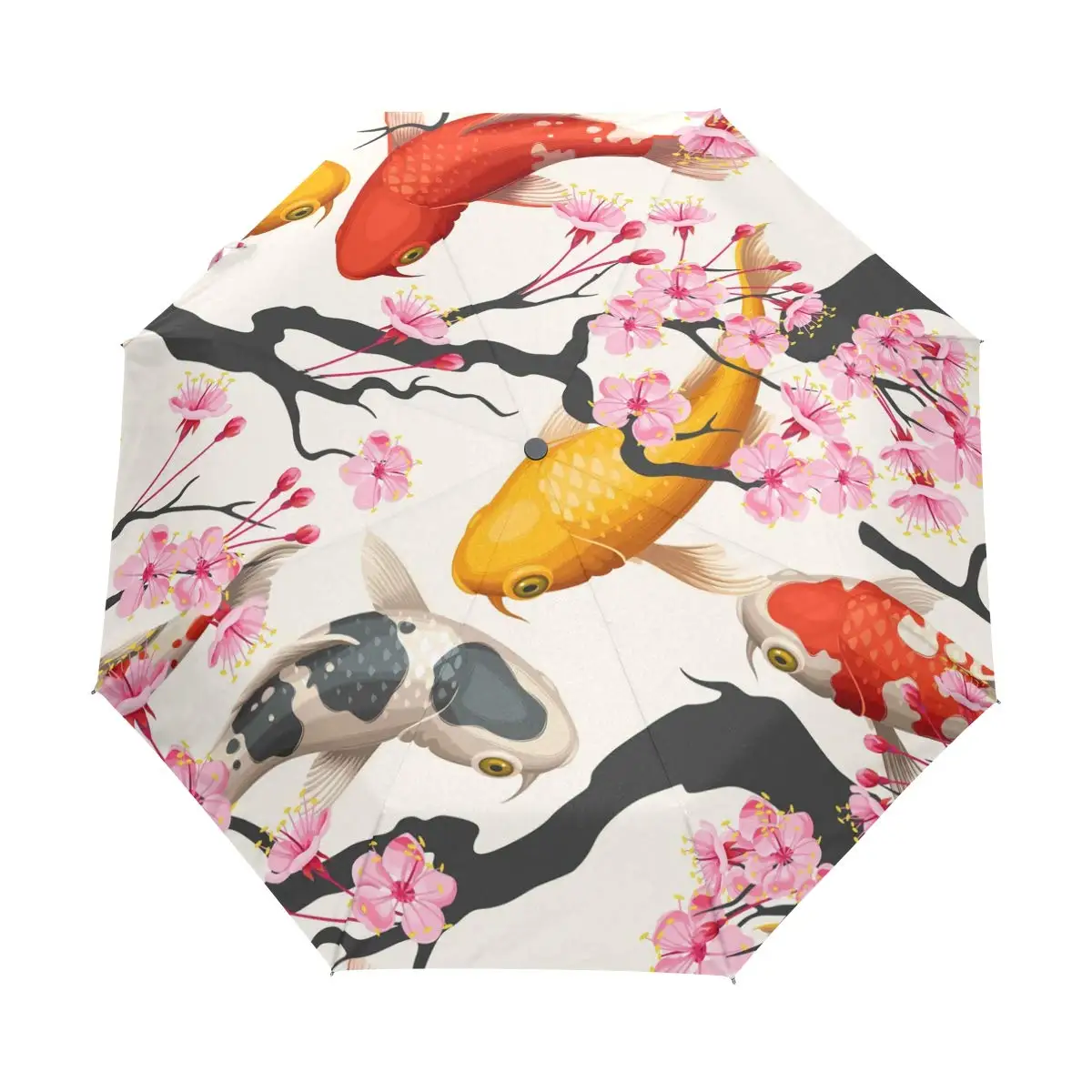 

Lovely Koi Fish Travel Umbrella Colorful Carp Folding Rain Umbrellas Windproof Compact Lightweight for Adults Teens Boys Girls