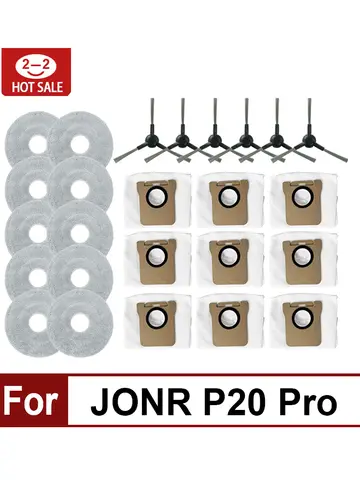 JONR P20 PRO 호환 진공 청소기 교체 액세서리: 걸레 천, 먼지 봉투, 사이드 브러시