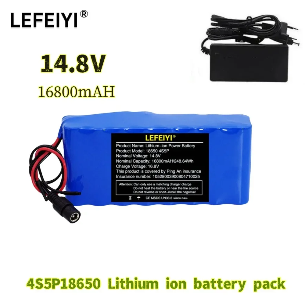 18650 4S6P 14.8V 16.8Ah Li-ion Battery Pack with Built-in BMS for Night Fishing Light Heater Miner Amplifier Battery Replacement