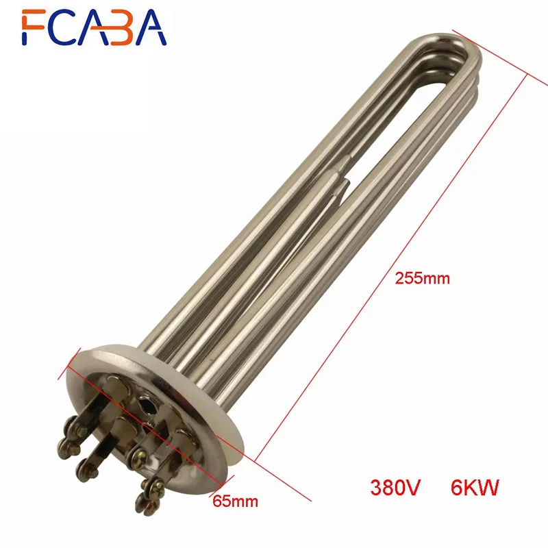 FCABA Stainless Steel Heating Tube Element 380V 6KW Electric Water Heater Pipe for Water Tank Heating