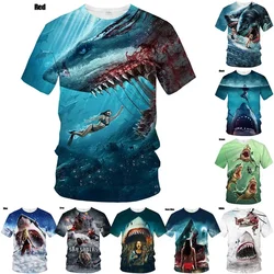 New Summer Fashion Slim T-shirt 3D Printing T-shirt 3D Shark Men's/women's  Short-sleeved Casual Round Neck Top Men's Clothing