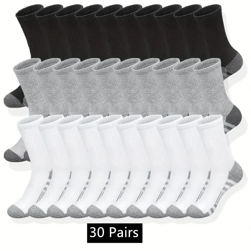 

10/20/30 Pairs Men's Classic Crew Socks Unisex Sports Socks 2026 Men Running Basketball Anti-slip Outdoor Breathable Man Socks