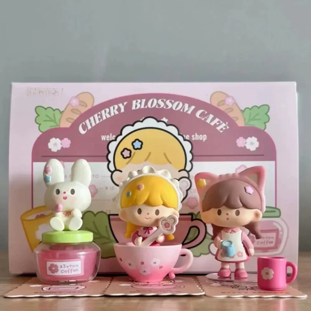 Cherry Blossom Cafe Series Blind Box Dolls Cute Tide Play Theme with Various Flowers Includes Hidden Model Ornaments Dolls Girls