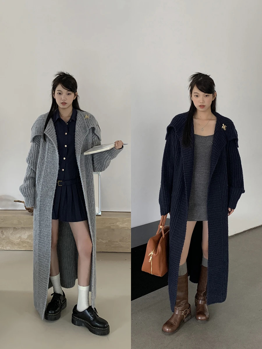 

Женский вязаный кардиган с длинным рукавом, весна 2026, новый дизайн, повседневный, в стиле lazy fashion, с открытым передом, женский топ