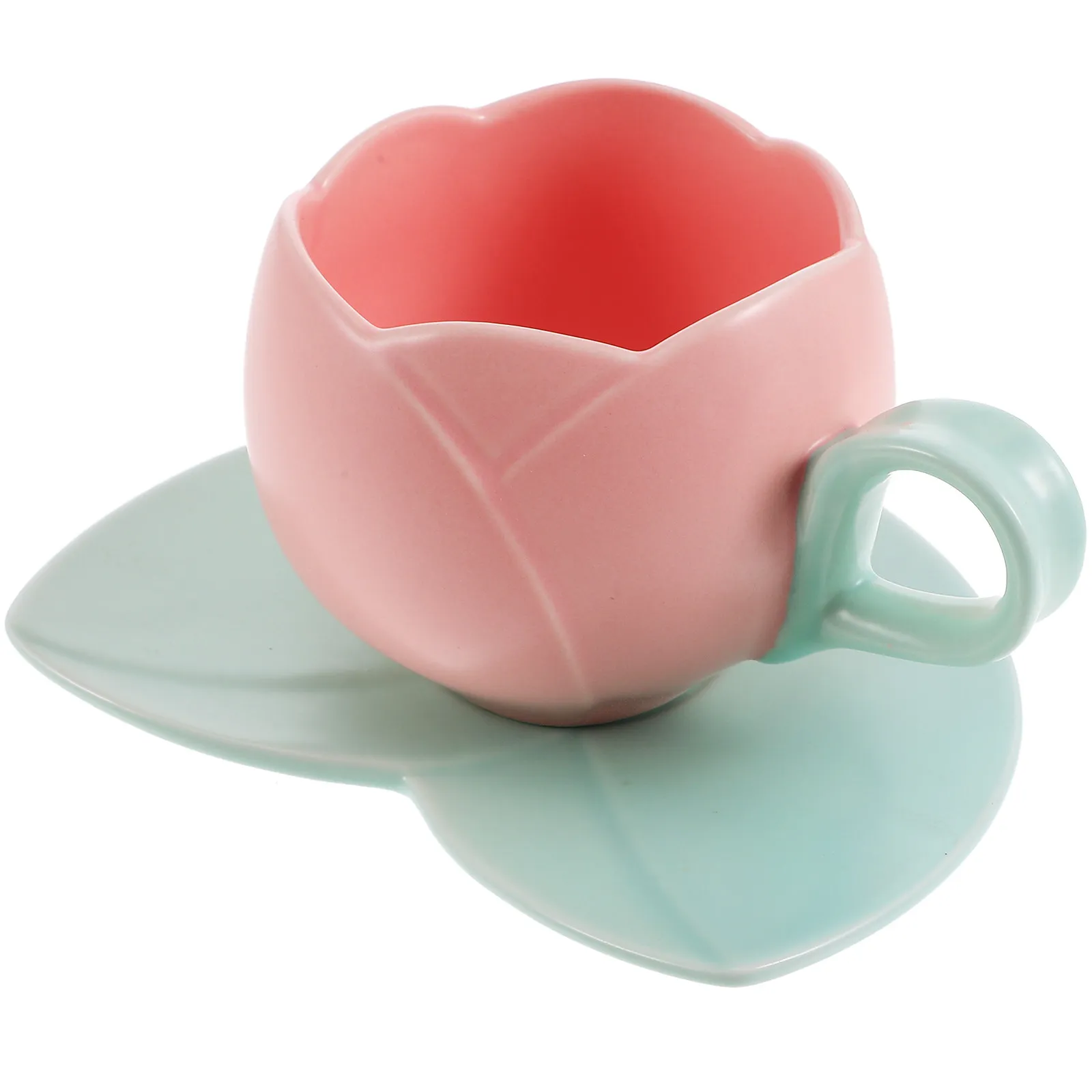 

1Set Ceramic Coffee Cup with Saucer Tulip Design Microwave Safe Dishwasher Safe for Hot Chocolate Tea Milk Water Cocktail Juice