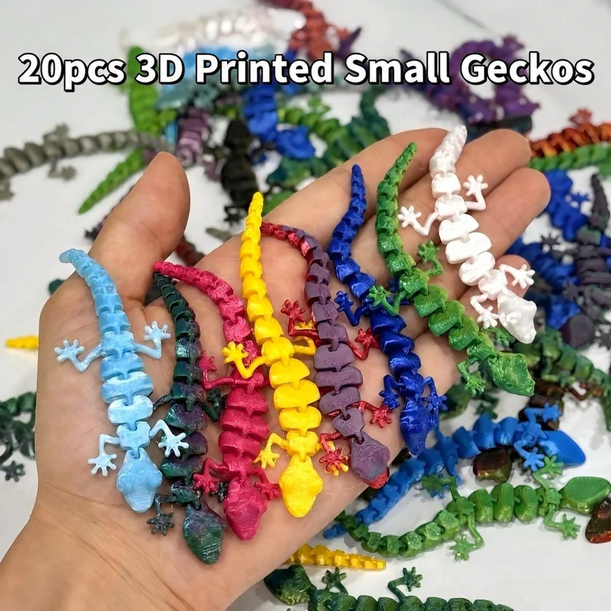 20 Pcs Set 3D Printed Movable Joint Lizards Colorful Realistic Reptile Desktop Ornaments Durable Plastic Decorations for Home