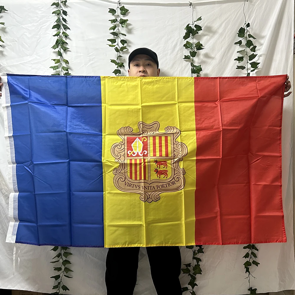 （TIKI FLAG）Andorra Flag 3x5fts  90x150cm polyester Andorra National hanging Flag for decoration