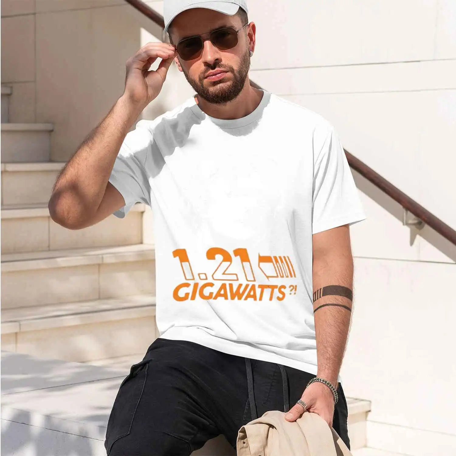 Retro Sci Fi Men's T-Shirt Back To The Future 1 21 Gigawatts Movie Quote Summer Casual Wear Gift For Fans Of Class Films And Tim